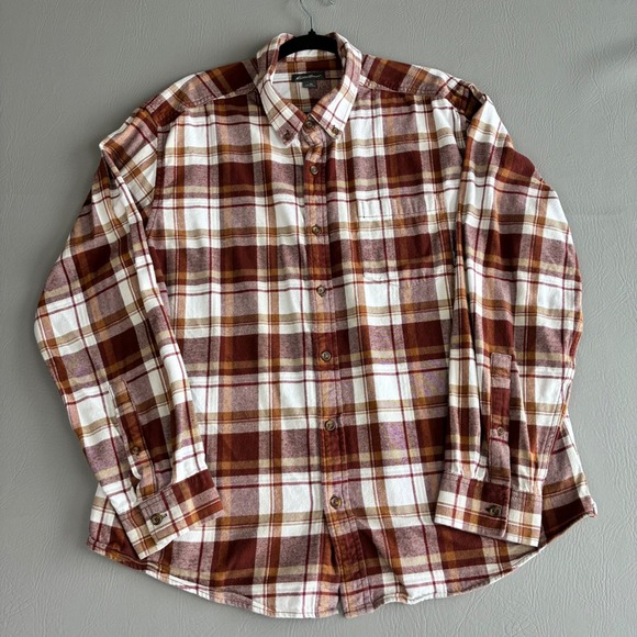 Eddie Bauer Other - Eddie Bauer Mens XL Flannel Plaid Button Down Shirt Brick Brown Gorpcore Flannel